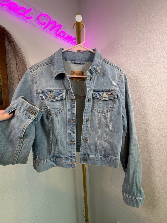 Hollister Jackets & Blazers - Hollister Light Blue Distressed Denim Jacket Y2K